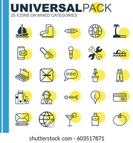 Set Of 25 Universal Editable Icons. Can Be Used For Web, Mobile And App Design. Includes Elements Such As Operator, Sail Ship, Glance And More.