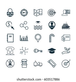 Set Of 25 Universal Editable Icons. Can Be Used For Web, Mobile And App Design. Includes Elements Such As Economy Growth, Conversation, Gramophone And More.