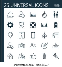 Set Of 25 Universal Editable Icons. Can Be Used For Web, Mobile And App Design. Includes Elements Such As Reminder, Board, Settings And More.