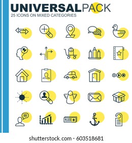 Set Of 25 Universal Editable Icons. Can Be Used For Web, Mobile And App Design. Includes Elements Such As Archangel, Open Vacancy, Baggage On Conveyor And More.