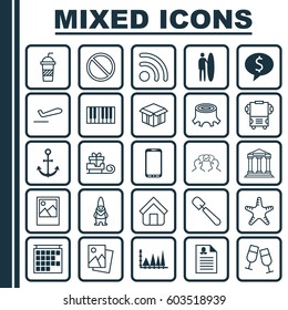 Set Of 25 Universal Editable Icons. Can Be Used For Web, Mobile And App Design. Includes Elements Such As Female Application, Smartphone, Estate And More.