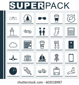 Set Of 25 Universal Editable Icons. Can Be Used For Web, Mobile And App Design. Includes Elements Such As Departure Information, Network Structure, Smartphone And More.