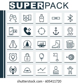 Set Of 25 Universal Editable Icons. Can Be Used For Web, Mobile And App Design. Includes Elements Such As Unlock, Magic Sphere, Wireless Connection And More.