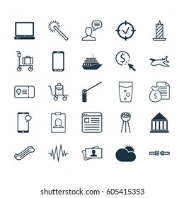 Set Of 25 Universal Editable Icons. Can Be Used For Web, Mobile And App Design. Includes Elements Such As Stair Lift, Sunny Weather, Fire Wax And More.