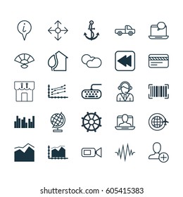 Set Of 25 Universal Editable Icons. Can Be Used For Web, Mobile And App Design. Includes Elements Such As Info Pointer, Video Camcorder, Heartbeat And More.