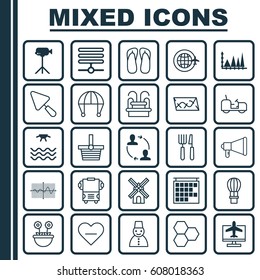 Set Of 25 Universal Editable Icons. Can Be Used For Web, Mobile And App Design. Includes Elements Such As Herb, Route, Agrimotor And More.