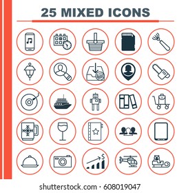 Set Of 25 Universal Editable Icons. Can Be Used For Web, Mobile And App Design. Includes Elements Such As Group, Harrow, Sleigh And More.