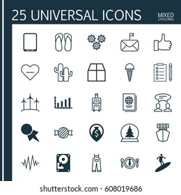 Set Of 25 Universal Editable Icons. Can Be Used For Web, Mobile And App Design. Includes Elements Such As Recommended, Magic Sphere, Significant Letter And More.