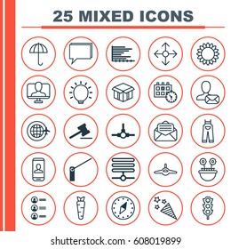 Set Of 25 Universal Editable Icons. Can Be Used For Web, Mobile And App Design. Includes Elements Such As Job Applicants, Great Glimpse, Bars Chart And More.