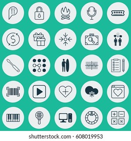 Set Of 25 Universal Editable Icons. Can Be Used For Web, Mobile And App Design. Includes Elements Such As Turn Screw, Baggage Research, Calculation Tool And More.