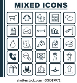 Set Of 25 Universal Editable Icons. Can Be Used For Web, Mobile And App Design. Includes Elements Such As Basin Ladder, Curriculum Vitae, Trading And More.