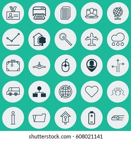 Set Of 25 Universal Editable Icons. Can Be Used For Web, Mobile And App Design. Includes Elements Such As Plane, Sparkles, Information And More.