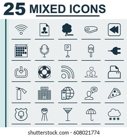 Set Of 25 Universal Editable Icons. Can Be Used For Web, Mobile And App Design. Includes Elements Such As Roadsign, Delete Woods, File Scanner And More.