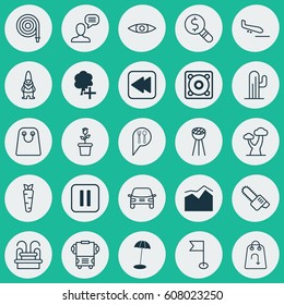 Set Of 25 Universal Editable Icons. Can Be Used For Web, Mobile And App Design. Includes Elements Such As Root, Grill, Business Inspection And More.