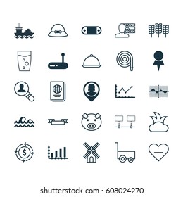 Set Of 25 Universal Editable Icons. Can Be Used For Web, Mobile And App Design. Includes Elements Such As Money Recycle, Open Vacancy, Radio Set And More.