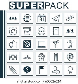 Set Of 25 Universal Editable Icons. Can Be Used For Web, Mobile And App Design. Includes Elements Such As Wood Pot, Telephone, Startup And More.