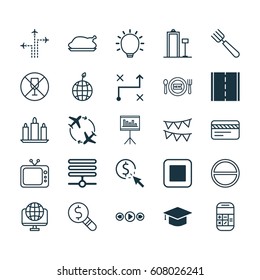 Set Of 25 Universal Editable Icons. Can Be Used For Web, Mobile And App Design. Includes Elements Such As PPC, Fresh Dining, Wax And More.