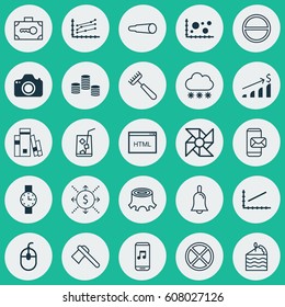 Set Of 25 Universal Editable Icons. Can Be Used For Web, Mobile And App Design. Includes Elements Such As Exit, Money, Increase Graph And More.