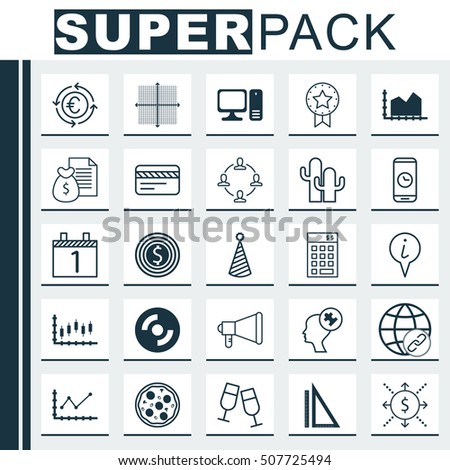 Set Of 25 Universal Editable Icons. Can Be Used For Web, Mobile And App Design. Includes Icons Such As Human Mind, Stock Market, Connectivity And More.