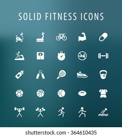 Set of 25 Universal Fitness Icons. Isolated Elements.