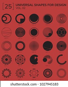 Set 25 Universal Geometric Shapes For Design Red And Black