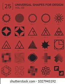 Set 25 Universal Geometric Shapes For Design Red And Black