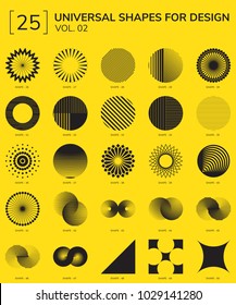 Set 25 Universal Geometric Shapes For Design Yellow And Black