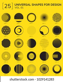 Set 25 Universal Geometric Shapes For Design Yellow And Black