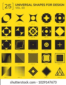 Set 25 Universal Geometric Shapes For Design Yellow And Black