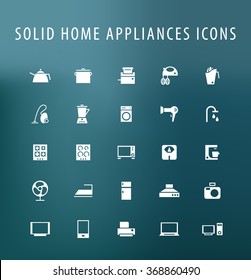 Set of 25 Universal Home Appliances Icons. Isolated Elements.
