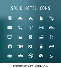 Set of 25 Universal Hotel Icons. Isolated Elements.