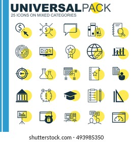 Set Of 25 Universal Icons On Chemical, Measurement, Loading Speed And More Topics. Vector Icon Set Including Connectivity, Time Management, Innovation And Other Icons.