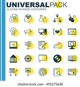 Set Of 25 Universal Icons On Chemical, Schedule, Loading Speed And More Topics. Vector Icon Set Including Computer, Newsletter, Questionnaire And Other Icons.