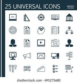Set Of 25 Universal Icons On Focus Group, Opportunity, Digital Media And More Topics. Vector Icon Set Including Loading Speed, Manager, Opportunity And Other Icons.