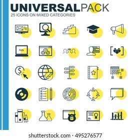 Set Of 25 Universal Icons On Graduation, Announcement, Newsletter And More Topics. Vector Icon Set Including Schedule, Newsletter, Connectivity And Other Icons. Set Of 25 Universal Icons On Graduation, Announcement, Newsletter And More Topics. Vector Icon Set Including Schedule, Newsletter, Connectivity And Other Icons.