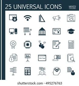 Set Of 25 Universal Icons On Wireless, Investment, Presentation And More Topics. Vector Icon Set Including Discussion, Investment, Presentation And Other Icons.