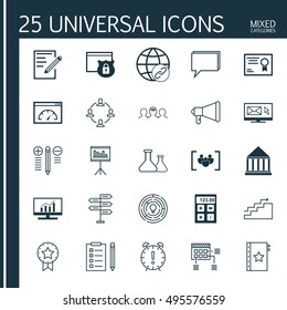 Set Of 25 Universal Icons On Decision Making, Paper, Reminder And More Topics. Vector Icon Set Including Opportunity, Collaboration, Warranty And Other Icons.