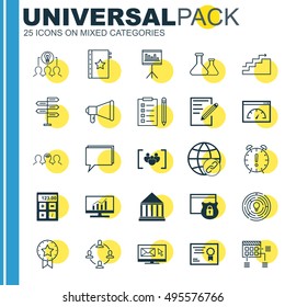 Set Of 25 Universal Icons On Opportunity, Collaborative Solution, Certificate And More Topics. Vector Icon Set Including Reminder, Collaboration, Connectivity And Other Icons.