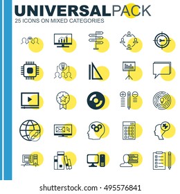Set Of 25 Universal Icons On Opportunity, Measurement, Coaching And More Topics. Vector Icon Set Including Innovation, Keyword Marketing, Coaching And Other Icons.
