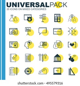 Set Of 25 Universal Icons On Collaborative Solution, Presentation, Money And More Topics. Vector Icon Set Including Warranty, Collaborative Solution, Focus Group And Other Icons.
