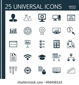 Set Of 25 Universal Icons On Tree Structure, Growth, Schedule And More Topics. Vector Icon Set Including PPC, Newsletter, Decision Making And Other Icons.