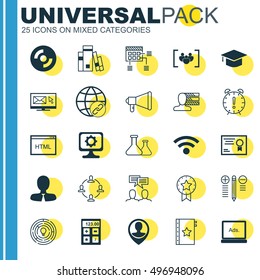 Set Of 25 Universal Icons On Schedule, Manager, Graduation And More Topics. Vector Icon Set Including Collaboration, Schedule, Manager And Other Icons.