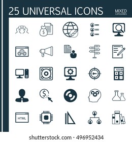 Set Of 25 Universal Icons On Opportunity, Coding, Tree Structure And More Topics. Vector Icon Set Including Cooperation, Tree Structure, Website Performance And Other Icons.