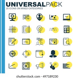 Set Of 25 Universal Icons On Line Up, Financial, Certificate And More Topics. Vector Icon Set Including Collaboration, Discussion, Line Up And Other Icons.