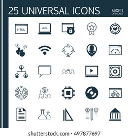 Set Of 25 Universal Icons On Loading Speed, Conference, Chemical And More Topics. Vector Icon Set Including Music, Loading Speed, Innovation And Other Icons.