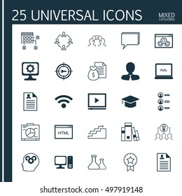 Set Of 25 Universal Icons On Growth, Board, Keyword Marketing And More Topics. Vector Icon Set Including Board, Curriculum Vitae, Job Applicants And Other Icons.