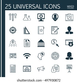 Set Of 25 Universal Icons On PPC, Decision Making, Measurement And More Topics. Vector Icon Set Including Wireless, Decision Making, Media Campaign And Other Icons.