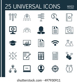 Set Of 25 Universal Icons On Decision Making, Chemical, Money And More Topics