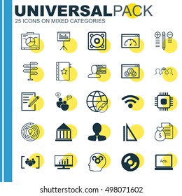 Set Of 25 Universal Icons On Digital Media, Blank Cd, Innovation And More Topics