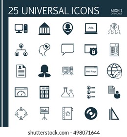Set Of 25 Universal Icons On Security, Collaborative Solution, Education Center And More Topics